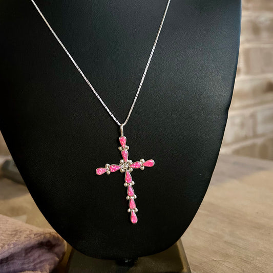 Hot Pink Opal Cross