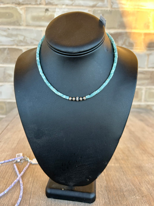 Blue Heishi Bead Choker