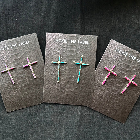 Zuni Cross Studs by Cletus Lamy