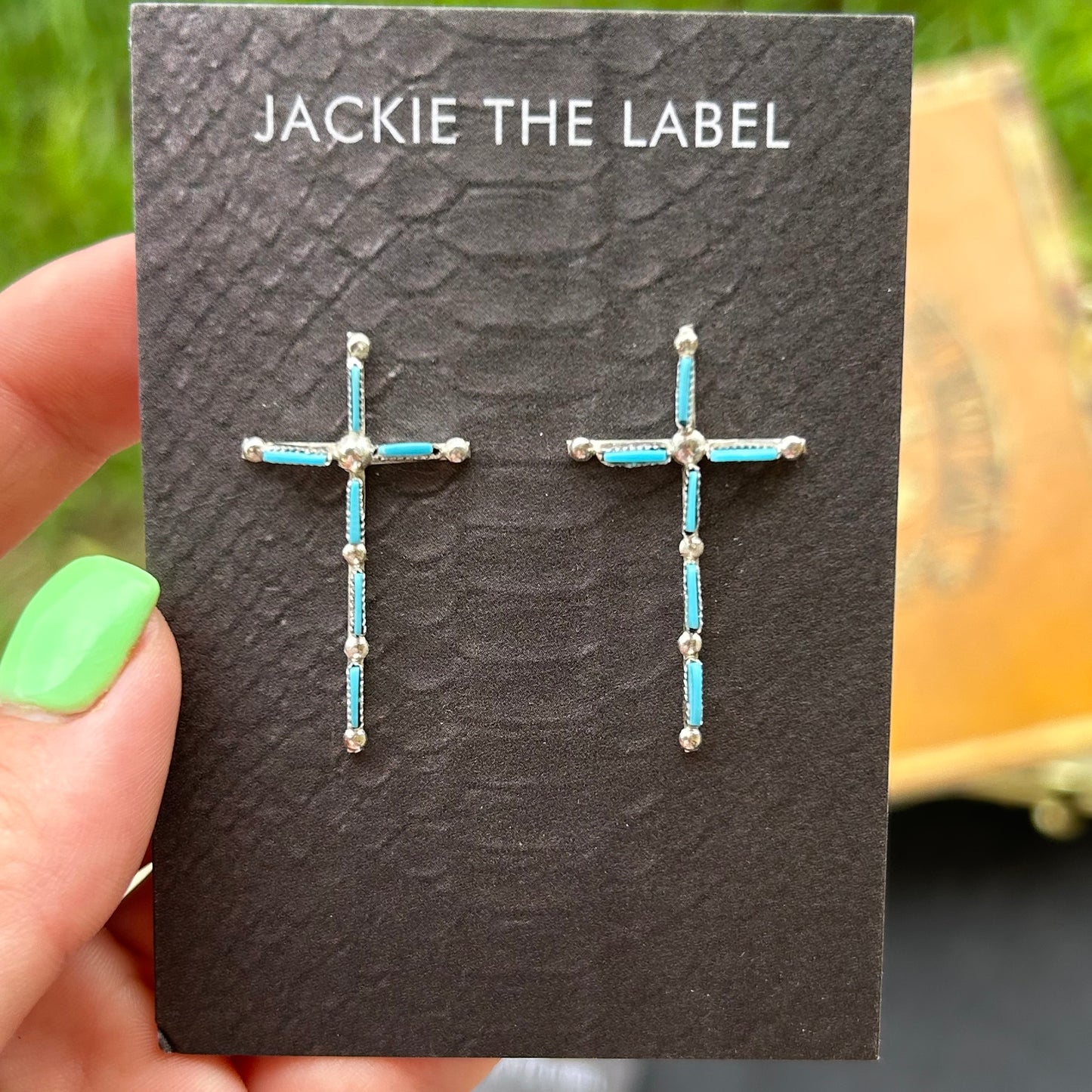 Zuni Cross Studs by Cletus Lamy