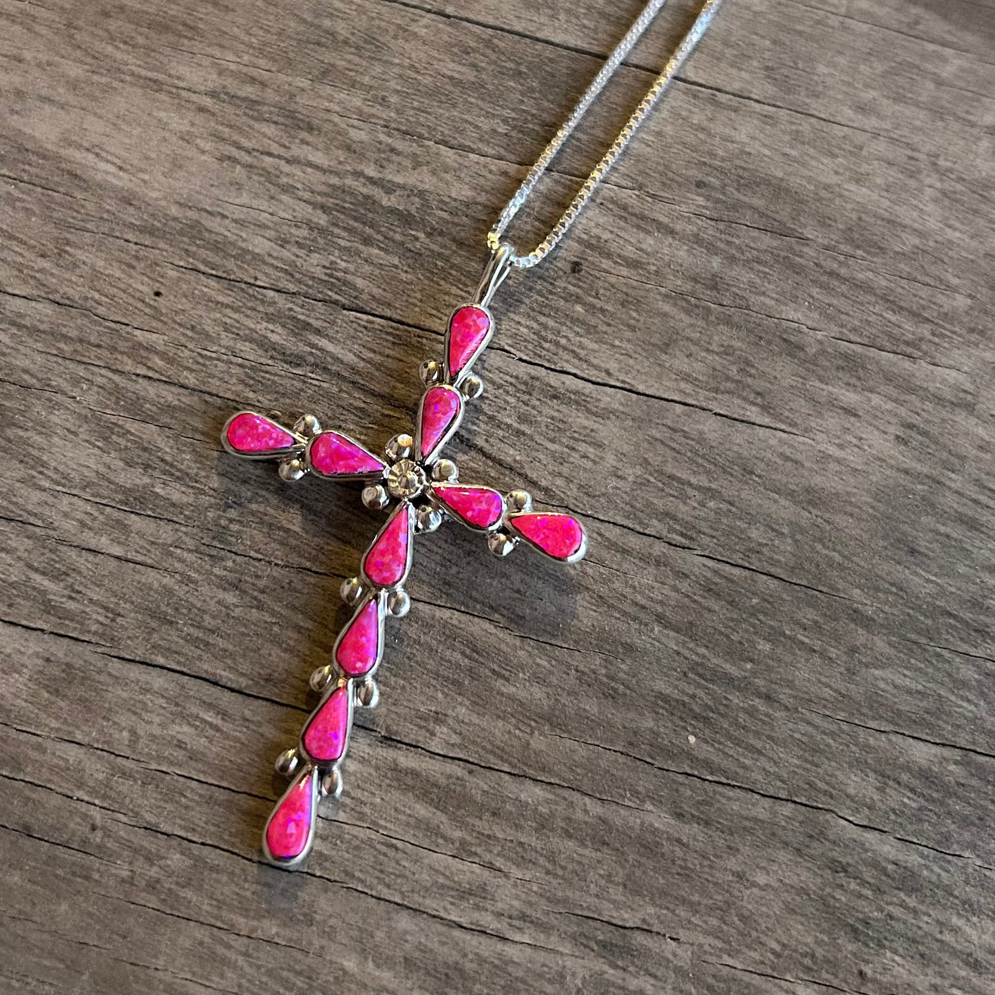 Hot Pink Opal Cross